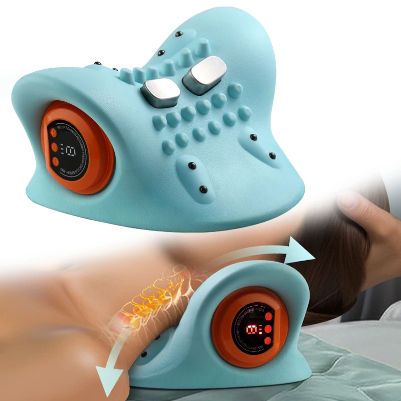 Upgraded 3-in-1 Neck Massager – Heated Cervical Traction Pillow with Vibration for Neck & Shoulder Pain Reliefe