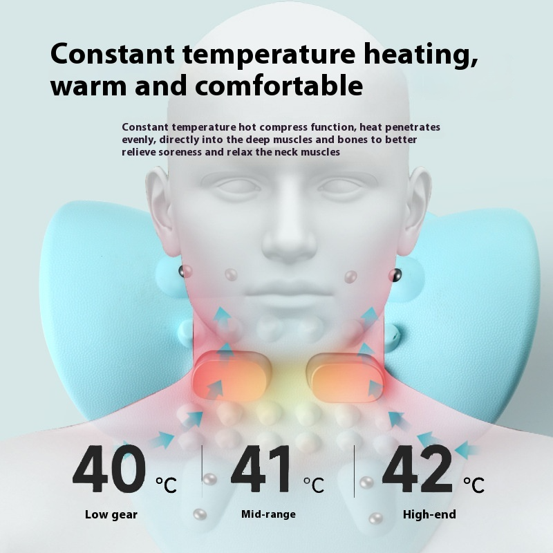 Upgraded 3-in-1 Neck Massager – Heated Cervical Traction Pillow with Vibration for Neck & Shoulder Pain Reliefe