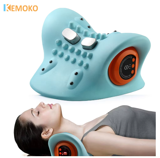 Upgraded 3-in-1 Neck Massager – Heated Cervical Traction Pillow with Vibration for Neck & Shoulder Pain Reliefe