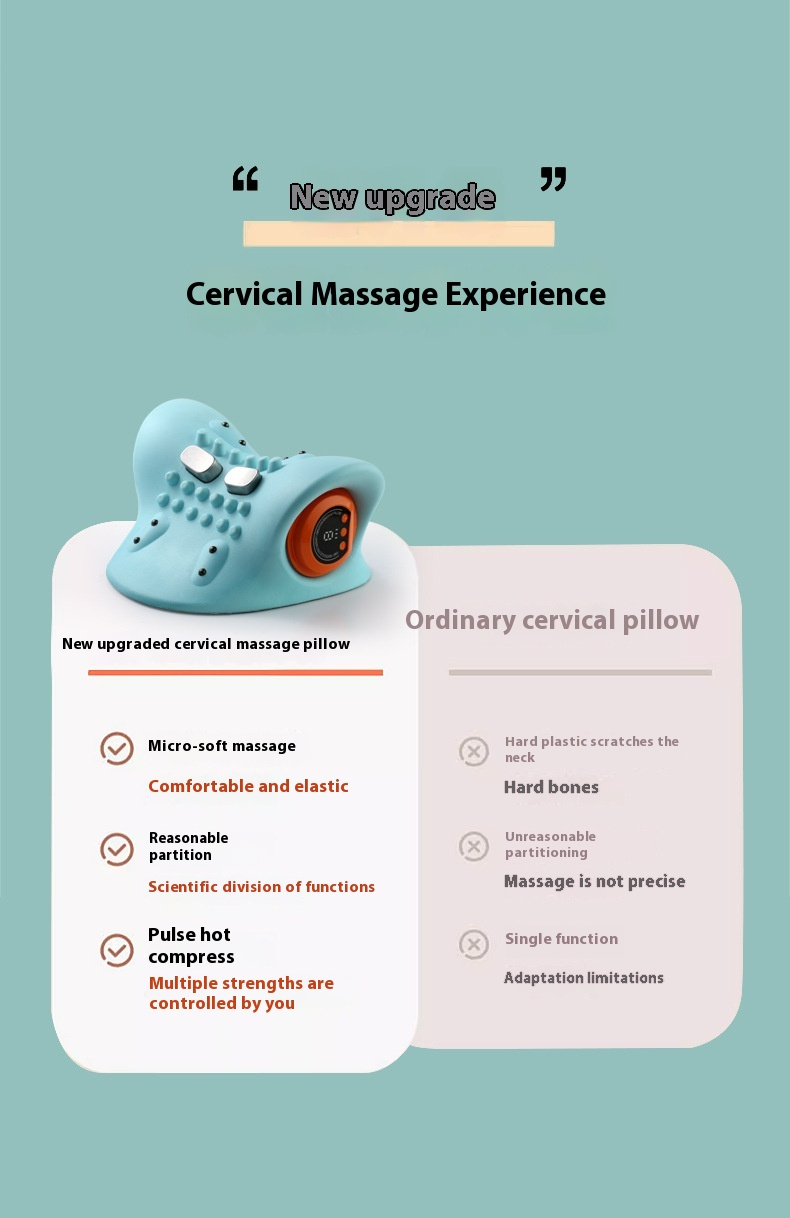 Upgraded 3-in-1 Neck Massager – Heated Cervical Traction Pillow with Vibration for Neck & Shoulder Pain Reliefe